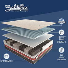 Baldiflex Emporio Materasso Matrimoniale Molle Insacchettate e Memory, Energy 800 Molle + 5 cm Memory, 7 Zone Differenziate, 100 Notti di Prova, Altezza 26 cm 160x190 cm