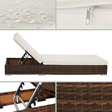 TecTake 2X Lettino Alluminio Poly Rattan + Tavolo Set Giardino Sdraio Prendisole Sedia + Involucro Protettivo + 2 federe - Disponibile in Diversi Colori - (Nero/Marrone | No. 401499)
