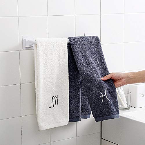 DjfLight Mensole portasciugamani, Portasciugamani da Bagno Senza punzonatura, Asta per straccio da Cucina, portasciugamani a Ventosa Multifunzione, palo Singolo （Contiene Due portasciugamani）,White-S