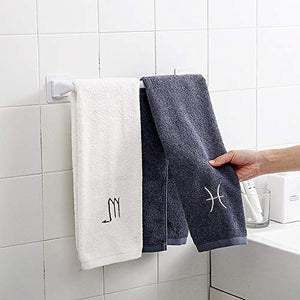 DjfLight Mensole portasciugamani, Portasciugamani da Bagno Senza punzonatura, Asta per straccio da Cucina, portasciugamani a Ventosa Multifunzione, palo Singolo （Contiene Due portasciugamani）,White-S