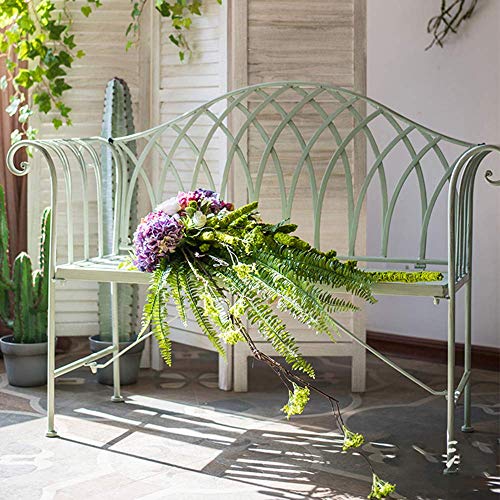 AJH Panca per Interni ed Esterni panchina da Giardino in Metallo, Panca con Struttura in Acciaio, Balcone, Salotto con Schienale e braccioli, mobili da Giardino Resistenti alle in