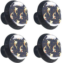 Koi Fish and Waves in stile giapponese Pomelli per Porta Set di 4 Pomelli per Mobili Manopole per Cassetti Cucina Armadio Vetro