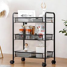 YIN YIN Carrello per Ripiani Carrello portaoggetti da Cucina in Ferro battuto Mobile conveniente Solido Stabile Cucina Sala da Pranzo Soggiorno cremagliera Nero 45X26X63cm Carrello a rulli