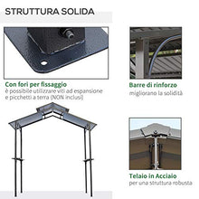 Outsunny Gazebo da Giardino per Barbecue, Doppio Tetto Anti-UV e Struttura in Acciaio con Mensole, 240x150x250cm, Nero