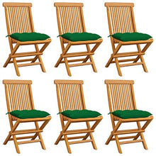 vidaXL Sedie da Giardino con Cuscini Verdi 6 pz in Massello di Teak
