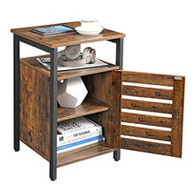 VASAGLE Comodino in Stile Industriale, Tavolino con 2 Piani d’Appoggio, Ripiano Regolabile, Struttura in Acciaio, 40 x 40 x 60 cm, Camera da Letto Salotto, Marrone Vintage e Nero LET62BX
