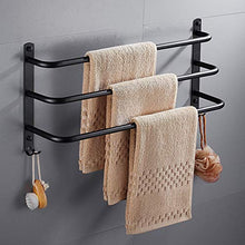 VBARV Portasciugamani a Tre Strati per Bagno in Acciaio Inossidabile - Tessuto Doccia per Bagno e Gancio portasciugamani Nero Porta Asciugamani da Bagno punzonato Gratuito Portapacchi Creativo