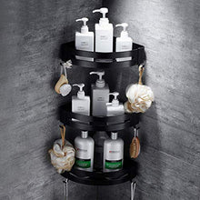 DONGLU mensole Bagno Scaffale Triangolare Bagno Spazio Nero Scaffale Angolare in Alluminio Scaffale per Pugno Gratuito Portabottiglie per Spezie da Cucina