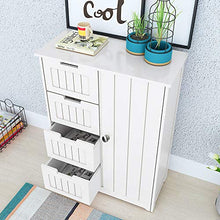 DlandHome 60 x 30 x 83CM Cassettiera Armadietto Armadio con 4 Cassetti + 1 Porta con Ripiano Regolabile, Mobile Bagno Ingresso e Soggiorno in Legno, Bianco,SYSRF6030