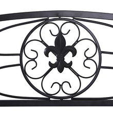Outsunny Panchina da Giardino Design Floreale Ergonomica con Braccioli per 2 Persone Metallo Nero, 128x50x91 cm