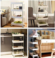 Knoijijuo Trolley 4 Livelli, Cucina Soggiorno Sala da Bagno Camera Auto Abstell, Carrello Multifunzionale con Ruote,Bianca