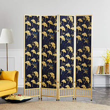 EVEN Il ginkgo blu inchiostro lascia lo schermo decorativo, la protezione della privacy della parete divisoria del soggiorno, la parete divisoria a 4 pannelli autoportante, lo schermo divisorio