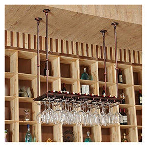CCFENG Porta Bicchiere di Vino a Testa in Giù in Stile Europeo, Appeso Rack di stoccaggio Bicchiere di Vino del Ferro, Supporto Calice Luce (Color : Brown, Size : 100 * 35cm)
