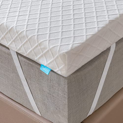 RECCI Topper Memory Foam 6cm, Topper Materasso per Alleviare Pressione, Coprimaterasso con Rivestimento Ipoallergenico in Bamboo - Rimovibile e Lavabile, CertiPUR-EU (160x190x6cm)