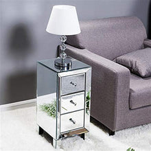 Comodino moderno a specchio, con 3 cassetti, comodino da comodino, comodino, scrivania, divano, comodino, in vetro, per camera da letto, soggiorno, mobili