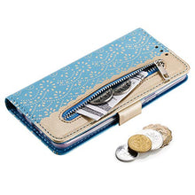 Miagon per Samsung Galaxy S7 Cerniera Cover,Custodia Cover a Libro Flip PU Pelle Borsa in Pelle con Slots per Schede Portafoglio,Blu