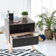 AYNEFY - Comodino moderno con 2 cassetti e 4 gambe in legno, salvaspazio, per soggiorno, camera da letto, nero, 45 x 38 x 50 cm