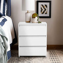 lyrlody Comodino con 3 Cassetto, Comodino Camera da Letto Comodini da Notte Comodino, 45 x 38.2 x 56 cm, Bianco