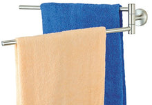 Axentia parete portasciugamani doppia barra porta asciugamani da bagno di asciugamano titolare 2 bracci incernierato Asta di montaggio a parete con viti per asciugamani, Acciaio Inossidabile, Argento, 5.5 x 5.5 x 46 cm
