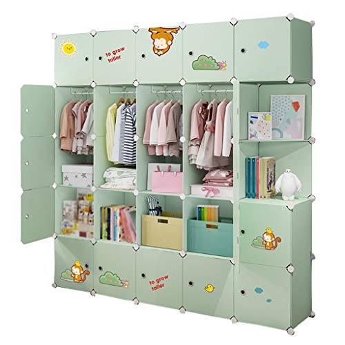 Locker 23-Porte Armadio 4 Hanging Archivi Rimovibili di Plastica 15-Gitter Angolo Scaffali Abbigliamento Home Camera Verde 183X47X183CM MUMUJIN