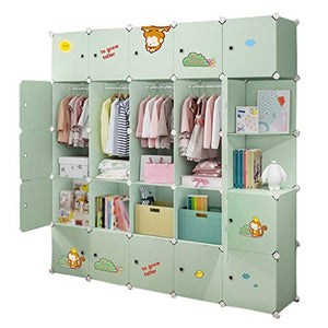 Locker 23-Porte Armadio 4 Hanging Archivi Rimovibili di Plastica 15-Gitter Angolo Scaffali Abbigliamento Home Camera Verde 183X47X183CM MUMUJIN