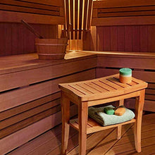 Sgabello Contenitore da Bagno in Bambu Naturale Panca con Ripiano portaoggetti Dimensioni 47,5 x 26 x 44,5 cm