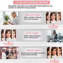 Specchio di trucco con luci, luce regolabile a colori Mirror-3 illuminata tre volte con funzione intelligente, ingrandimento 1X / 5X, specchi estetici portatili illuminati, rosa