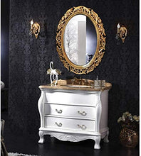 HFFFHA Specchio cosmetico per Il Bagno - Specchio retrò Europeo - Specchio ellittico - Specchio Decorativo - Specchio da Parete per Bagno - Cornice PU