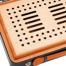 LUCKFY Cigar Humidor, Legno di Cedro di Cuoio di Legno Portatile di Viaggio Cigar Humidor Accessori Fumatori, Artigiano a Mano,Nero