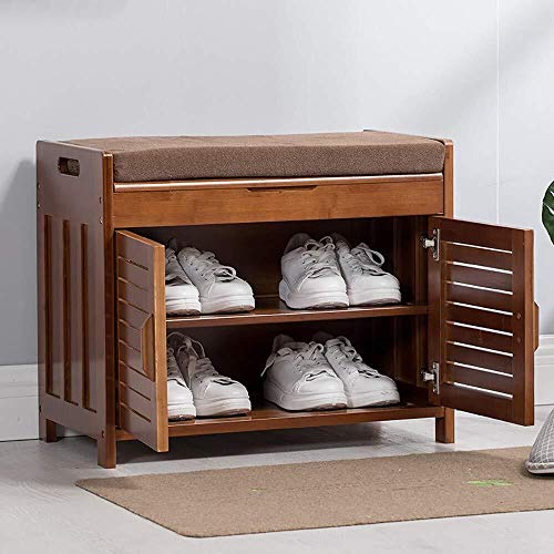 YANG 2 Livello Wooden Shoe Rack Cambio di Scarpe Panca poggiapiedi Imbottito Guardaroba Dressing Table Sgabello ottomano Carico 300kg (Color : L/60CM)