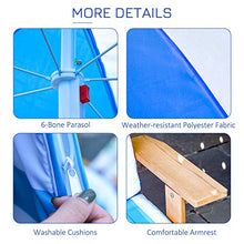 giordano shop Lettino Prendisole per Bambini 90x59x53 cm con Ombrellone Azzurro e Bianco