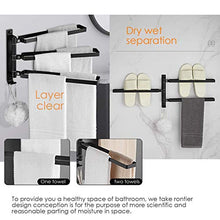KANGHE Portasciugamani da Parete 180° Rotazione, Alluminio Bagno Pantofole Rack Multifunzionale può Essere Piegato a 90 ° Porta Salviette, Senza Foratura, 3-Braccio, per Cucina, 33cm