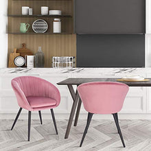 WOLTU Set di 2 Sedie da Pranzo da Cucina Poltrone per Soggiorno con Schienale Braccioli Gambe in Metallo Seduta in Velluto Rosa BH244rs-2