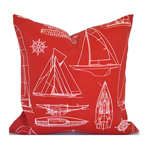 73Elley - Cuscini decorativi per esterni, per esterni, motivo a vela, colore: rosso