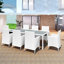 vidaXL Set da Pranzo da Giardino 9 pz con Cuscini Rimovibili Elegante Robusto Mobili Arredi per Esterni Tavolo e Sedie in Polyrattan Bianco Crema