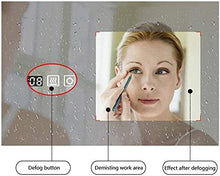 Specchio Rotondo A Muro Controluce LED, Specchio da bagno illuminato a LED a parete, specchio da bagno intelligente a LED, specchio anti-nebbia a parete rotondo con cornice, con tempo e temperatura, p