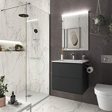 Yellowshop. - Mobile Bagno sospeso 60 cm Design Moderno 2 cassetti lavabo specchiera LED MOD. Optimus (Nero Opaco)