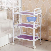 YIN YIN Carrello per Ripiani Carrello portaoggetti, Supporto da Pavimento in Ferro battuto Facile da Pulire Moda Semplice Multistrato Salone Parrucchiere mensola Bagno, 2 Colori 51X33X81CM Carrello a