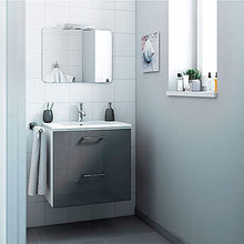 Homemania HOMRAN_5274 Mobile Bagno Happy da Parete, da Bagno, Bianco, Grigio, Cromo, in Legno, Ceramica