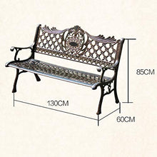 Panca da giardino per il tempo libero all'aperto, Sedia da giardino in alluminio pressofuso per 3 persone, Panche in metallo resistenti alle intemperie e alle intemperie per terrazze, 130x60x 80cm