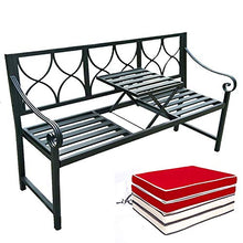Panchina Della Terrazza Parco Panche da Giardino Ghisa, Panca per Tempo Libero da Esterno con Tavolo Centrale, Panca Decorativa Metallo Retrò Resistente Intemperie, Panchina 2 Posti (Incluso Cuscino