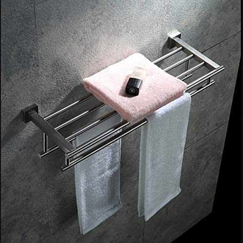 LCBLC Acciaio Inossidabile 304 Portasciugamani 2 Strati Bagno Accessori Set Chrome Doccia Mensola Montato Gancio Del Tovagliolo