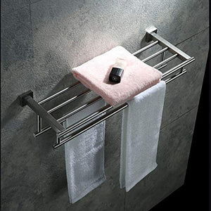 LCBLC Acciaio Inossidabile 304 Portasciugamani 2 Strati Bagno Accessori Set Chrome Doccia Mensola Montato Gancio Del Tovagliolo