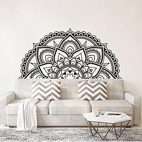 Adesivo da parete con mezza mandala, decorazione per camera da letto, testiera in stile marocchino, motivo mandala, formato A2, 87 x 42 cm