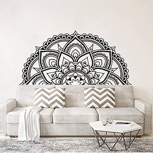 Adesivo da parete con mezza mandala, decorazione per camera da letto, testiera in stile marocchino, motivo mandala, formato A2, 87 x 42 cm