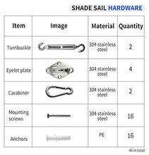 HOOMAGIC 40 Pezzi Kit di Fissaggio Vela Acciaio Inossidabile Kit di Fissaggio e Installazione per Triangolo e Rettangolo Parasole, Ombra Giardino