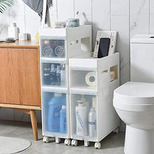 WDX - Scaffale da bagno da pavimento a pavimento, con clip per WC, piano stretto, per bagno, WC, armadietto laterale