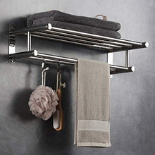 OLDJTK Porta Asciugamani con Doppio portasciugamani for Bagno (Acciaio Inossidabile 40 cm Montato a Parete) Organizer for mensola Doccia, Finitura Lucida