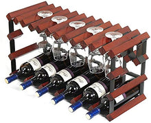 Classico Freestanding bottiglia di vino di legno Barile 6 Bottiglie Hanging 10 bicchieri di vino Wine Rack supporto metallico in acciaio legno Cabinet Bottle Holder Organizer controsoffitto for la cuc