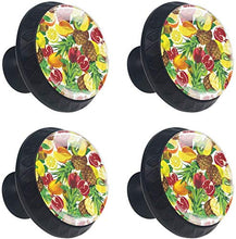 Frutta tropicale affettata ananas dipinto di limone Pomelli per Porta Set di 4 Pomelli per Mobili Manopole per Cassetti Cucina Armadio Vetro